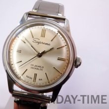 Supreme (E.Gluck) 1960's Stainless Steel Swiss 17 Jewel Incabloc Gents Manual Watch