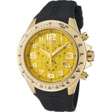 Swiss Legend Men's Eograph Chronograph Yellow Grid Dial Black Silicone
