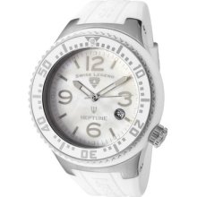 Swiss Legend Men's Neptune White Mother Of Pearl Dial White Silicone