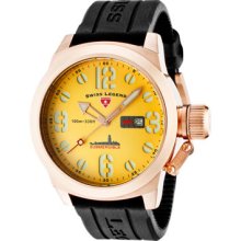 SWISS LEGEND Watches Men's Submersible Yellow Dial Rose Gold Tone Case