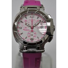 T048.217.17.017.01 Tissot T-race Chronograph Pink Rubber Strap Womens Watch