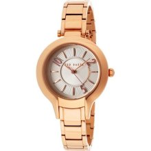 Ted Baker Watches Women's Silver Dial Rose Gold Tone Ion Plated Stainl