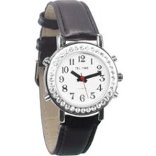 Tel Time Ladies Talking Watch Chrome Leather