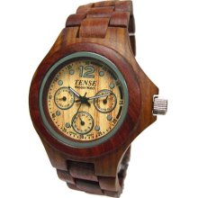 Tense Wood Mens Sandalwood Wood Watch - Wood Bracelet - Tan Dial - G4300S