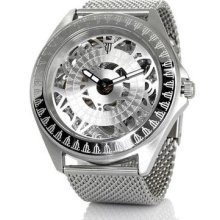 Timepieces By Randy Jackson Men's Mechanical Skeleton Dial Mesh Strap Watch-ss