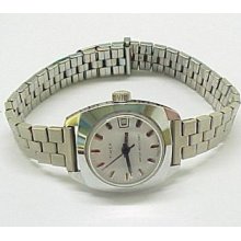 Timex Manual Wind Wristwatch With Stainless Steel Case & Date - 3-a182