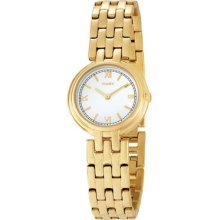 Timex Womens White Dial Roman Numerals Gold Tone Stainless Steel Bracelet Watch
