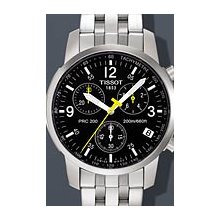 Tissot PRC200 Chrono Steel 40mm Watch - Black/Yellow Dial, Stainless Steel Bracelet T17158652 Chronograph Sale Authentic