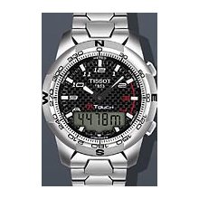Tissot T-Touch II Titanium 42.7 mm Watch - Carbon Fiber Dial, Titanium Bracelet T0474204420700 Sale Authentic