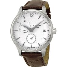Tissot Tradition Gmt White Dial Stainless Steel Brown Leather Mens Watch