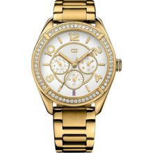 Tommy Hilfiger Gold Crystal Day Date 24 Hour Time Women Watch 1781253