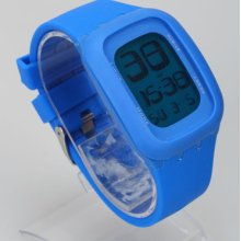 Touch Screen Digital Led Wrist Watch Silicone Band Dark Blue