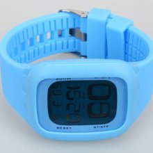 Touch Screen Silicone Band Digital Led Wrist Watch Blue