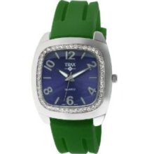 Trax Womens TR1740-NG Malibu Fun Green Rubber Blue Dial Crystal