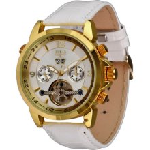 Trias Trendy Gold & White Automatic Watch Model Aerostar, Ø42 Mm Or 1.65 Inch