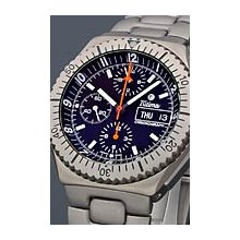 Tutima Military Air Force Chronograph 43mm Watch - Black Dial, Titanium Bracelet 760-02 Sale Authentic