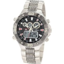U.s. Polo Assn. Men's Us8208exl Analog Digital Dial Extra Long Silver Tone And
