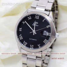 U0060 - Fashion Black Dial Date Steel Men's Automatic Mechanical Wrist Watches
