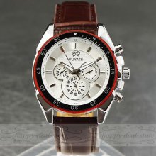 Unique 3 Sub-dial Design Fashion Luxury Men Wrist Watch Sport Mechanical Clock 6