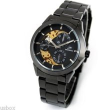 Unique Men's Skeleton Exposed Dial Gears Auto Mechanical Wrist Watch Gifts