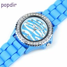 Unisex Candy Blue Men's Women's Wrist Watch Jelly Silicone Band Sport Party