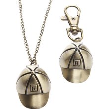 Unisex Cricket-cap Style Alloy Quartz Analog Keychain Necklace Watch (Bronze)