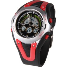 unisex multifunction digital dual time sports rubber band wristwatch w