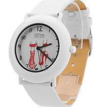 Unisex PU Analog Quartz Watch Wrist 0687D (White)