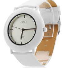 Unisex PU Analog Quartz Wrist Watch 0687J (White)