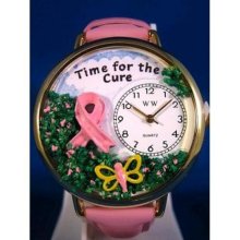 Unisex Time For The Cure Pink Leather and Goldtone Watch in Gold ...