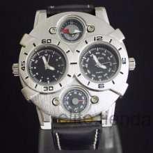 Unusual Dual Time Mens Quartz Analog Sport Watch Gift