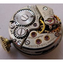 Used Lady Universal 541 17j. Complete Watch Movement & Dial For Parts