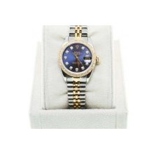 Used Rolex Datejust 69173 Ladies Two Tone Blue Diamond Dial Watch