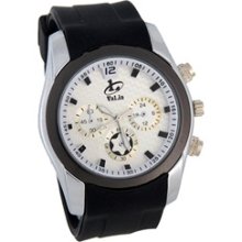 Valia Round Dial Rubber Band Men's Analogue Wrist Watch (White)