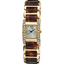 Vernier Women's Dazzling Rectangular Gold Tortoise Links Bracelet Watch