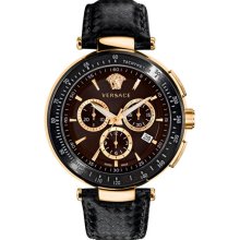 Versace 'Mystique Chrono' Guilloche Dial Watch, 43mm