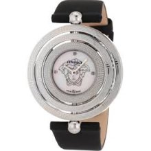 Versace Watches Eon Round Watch With Diamonds in Black & Steel 3 Rings