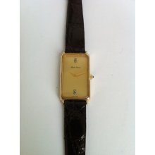 Very Rare Maurice Lacroix Swiss Gold Plated Rectangular Ladies Wristwatch