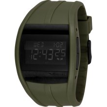 Vestal Mens Crusader Stainless Watch - Green Rubber Strap - Black Dial - CRU018