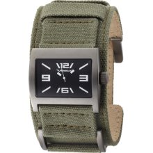 Vestal Mens Legionnaire Stainless Watch - Green Leather Strap - Black Dial - LGA017