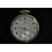 Vintage 12 Size Helbros Pocket Watch Grade 17c Keeping Time