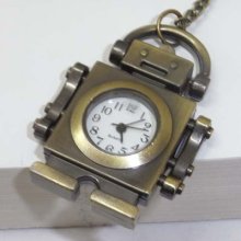 Vintage Antique Metal Necklace Pendant Watch Pocket Watch Robot Ultraman 24
