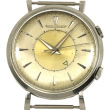 Vintage Jaeger Lecoultre Stainless Steel Men's Wind-up Wrist Watch W/ Alarm