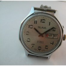 vintage mens watch Slava( Glory). Vintage soviet wrist watch production Ussr 1980-s