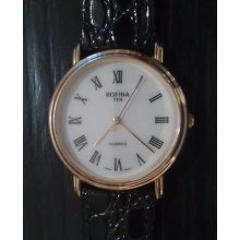 Vintage Rofina Ten Swiss Quartz Mens Wristwatch Gold Plated Analog