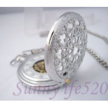 Vintage Silver Mechanical Hollow Mens Lady Pocket Watch