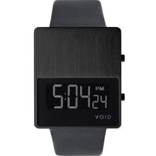 Void Unisex Digital Stainless Watch - Black Leather Strap - Black Dial - V01EL-BL/BL