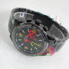 Weide Digital Analog Dual Time Display S/steel Waterproof Mens Sport Wrist Watch