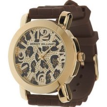 Wendy Williams Animal Print Dial Silicone Strap Watch - Brown - One Size