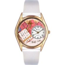 Whimsical Watches C-0710001 Womens John 3-16 White Leather And Goldtone Watch